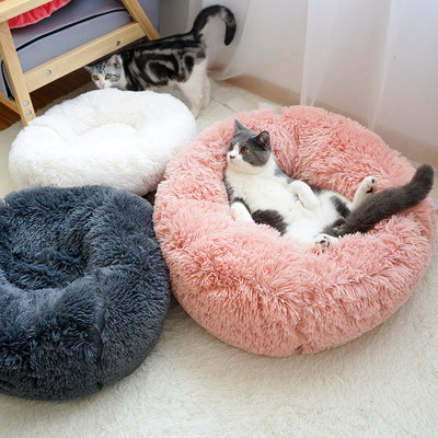 Στρογγυλό βελούδινο κρεβάτι για γάτες