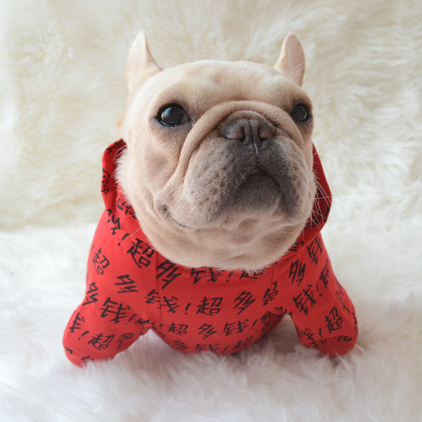 Tekstiliniai drabužiai šunims su gobtuvu ir rankovėmis