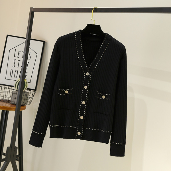 Moderna sieviešu veste ar špica kakla izgriezumu un kabatām