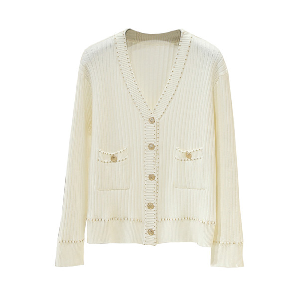 Moderna sieviešu veste ar špica kakla izgriezumu un kabatām