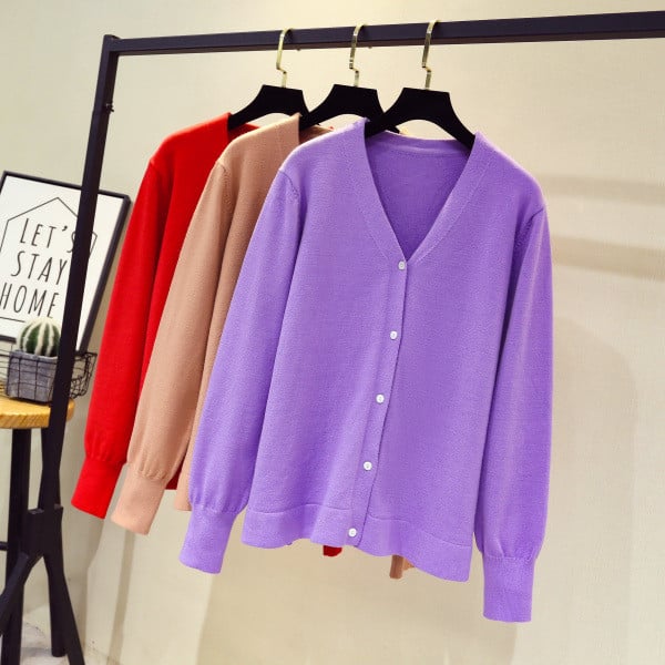 Vesta de dama tricotata cu decolteu spitz si maneci lungi