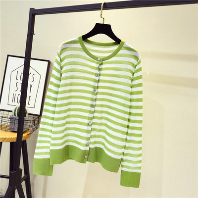 Vesta de dama in dungi cu decolteu rotund