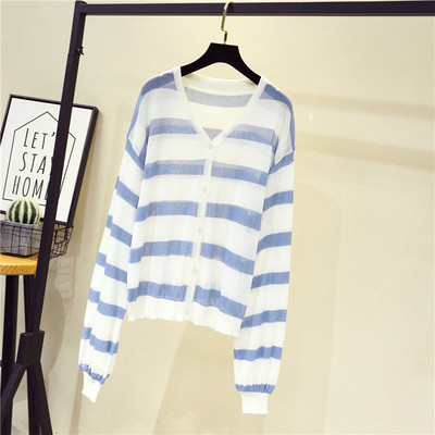 Νεο μοντέλο μοντέρνα γυναικεία ζακέτα ριγέ με κουμπιά