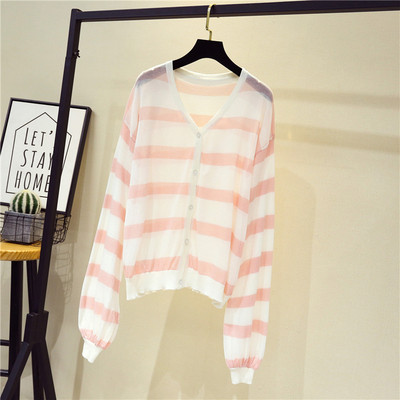 Νεο μοντέλο μοντέρνα γυναικεία ζακέτα ριγέ με κουμπιά