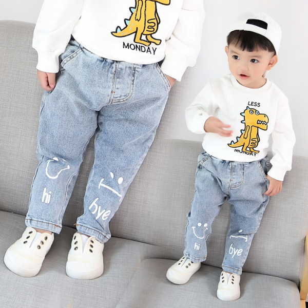Casual παιδικό μακρύ τζιν με επιγραφή