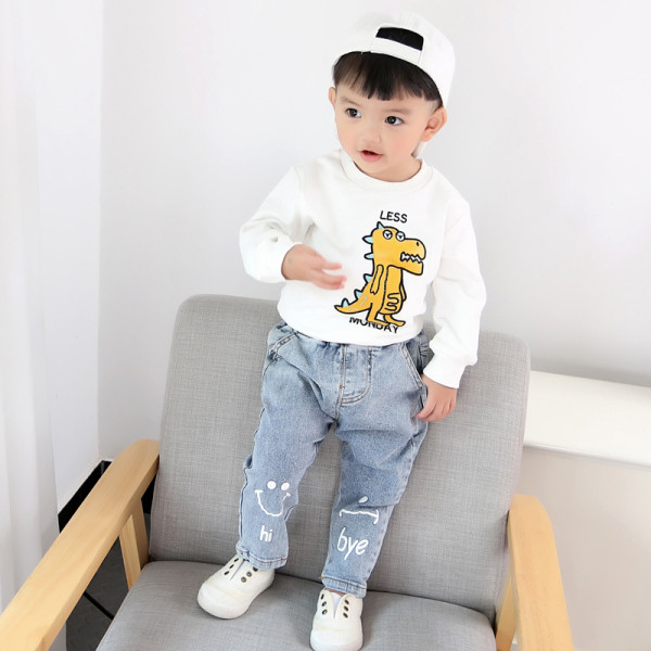 Casual παιδικό μακρύ τζιν με επιγραφή