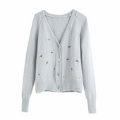 Naiste vabaaja kardigan tikandite ja pikkade varrukatega