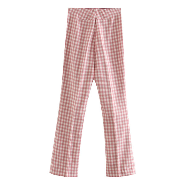 Geaca dama in carouri cu curea roz