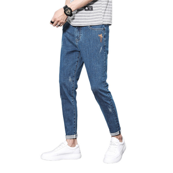 Μοντέρνα μακρύ τζιν με τσέπες - ίσιο μοντέλο