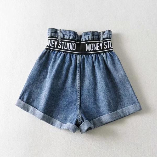 Moderni džinsa sieviešu šorti ar augstu vidukli