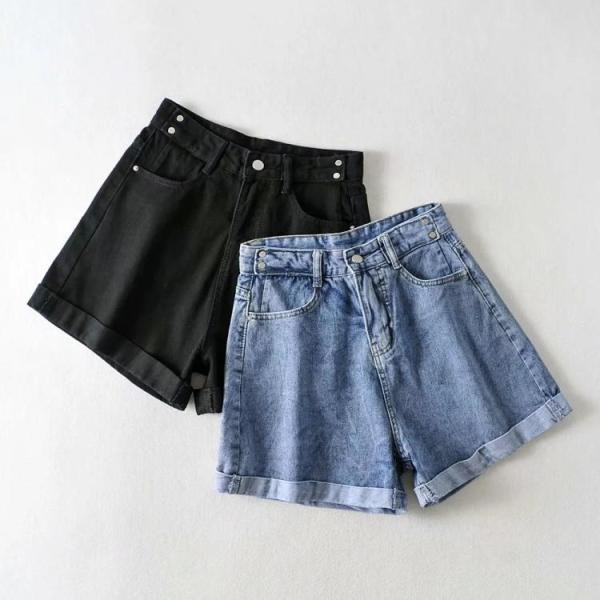 Sieviešu šorti ar augstu vidukli no džinsa