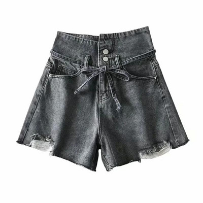 Női rövid farmer magas derékkal, szakadt elemekkel