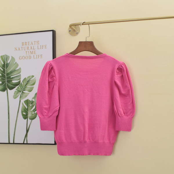 Cardigan de dama model nou cu decolteu rotund si maneci 7/8