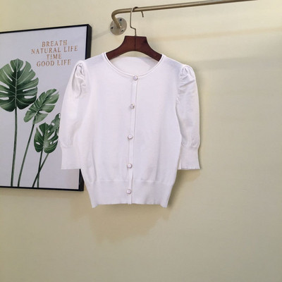 Γυναικεία μοντέρνα ζακέτα με στρογγυλή λαιμόκοψη - ρετρό στιλ