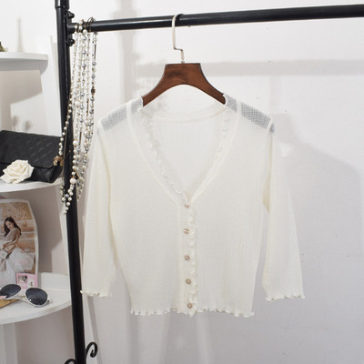 Cardigan de dama model nou, cu bucle si decolteu adanc spitz