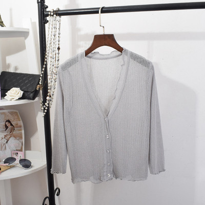 Cardigan de dama model nou, cu bucle si decolteu adanc spitz