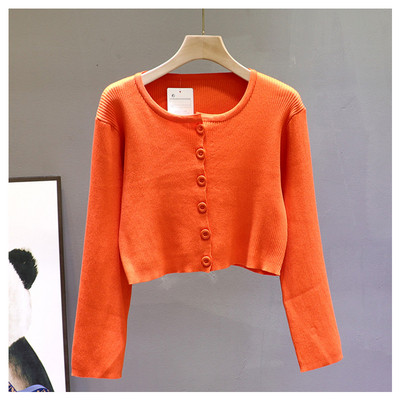 Γυναικεία κοντή ζακέτα με στρογγυλή λαιμόκοψη και κουμπιά