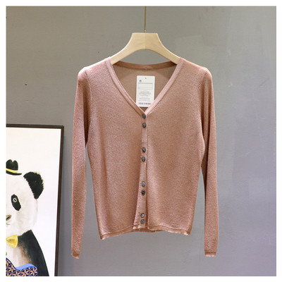 Hétköznapi női mellény hosszú ujjal és spitz nyakkivágással