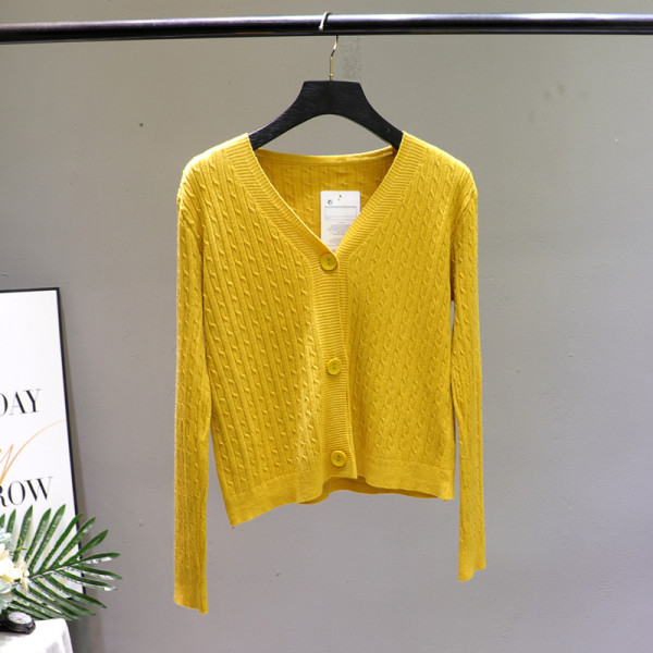 Uue mudeli naiste nööpide ja spitsikaelusega kardigan