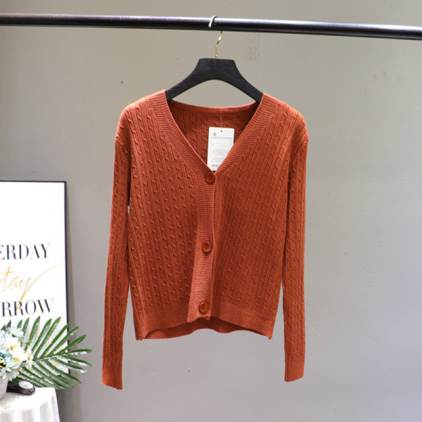 Uue mudeli naiste nööpide ja spitsikaelusega kardigan