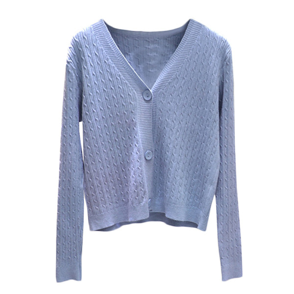 Uue mudeli naiste nööpide ja spitsikaelusega kardigan