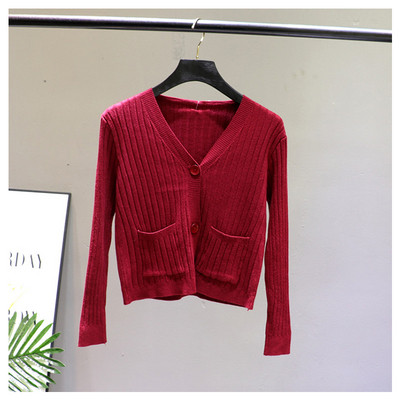 Cardigan de dama model nou cu buzunare si decolteu spitz