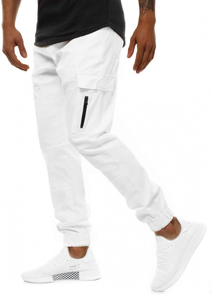 Μοντέρνο ανδρικό παντελόνι με τσέπες και  λάστιχο στο αστράγαλο 