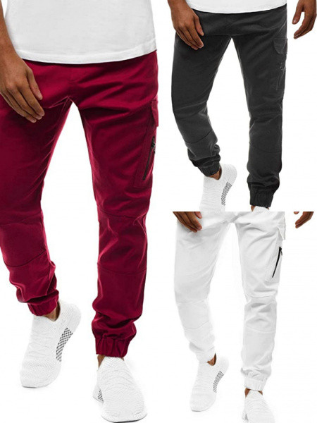 Μοντέρνο ανδρικό παντελόνι με τσέπες και  λάστιχο στο αστράγαλο 