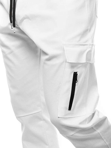 Μοντέρνο ανδρικό παντελόνι με τσέπες και  λάστιχο στο αστράγαλο 