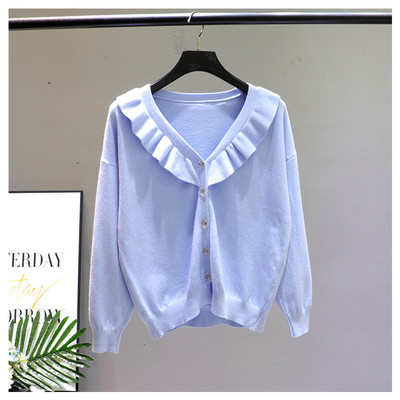 Νέο μοντέλο γυναικεία ζακέτα με  βολάν και λαιμόκοψη