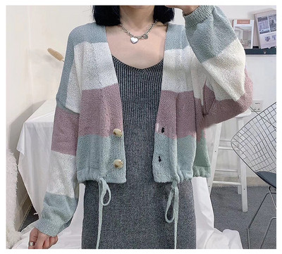 Női csíkos mellény mély nyakkivágással - széles modell