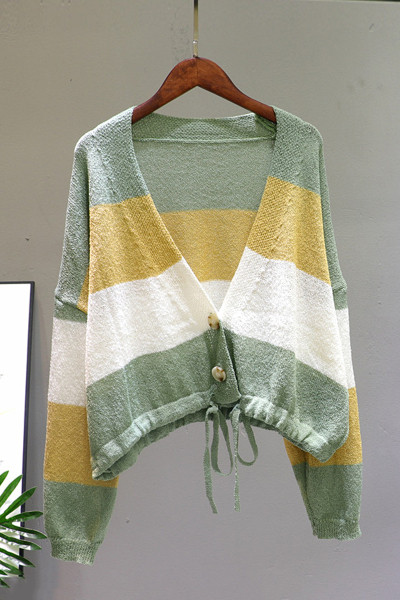 Női csíkos mellény mély nyakkivágással - széles modell