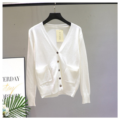 Γυναικεία ζακέτα  με μπροστινές τσέπες και λαιμόκοψη