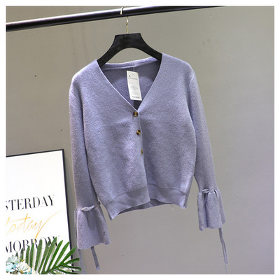 Női mellény lótusz ujjal és spitz nyakkivágással