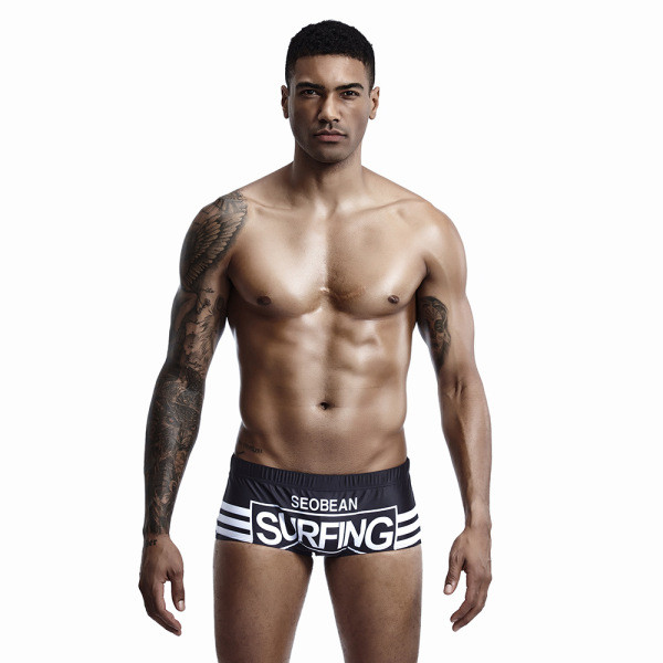Meeste ujumistrikoo tüüpi bokser kirja ja elastse vöökohaga