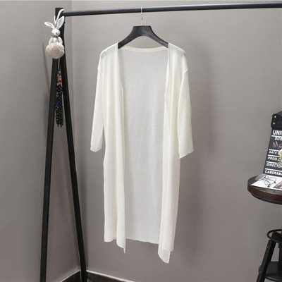 Γυναικεία μακριά ζακέτα με 7/8 μανίκια