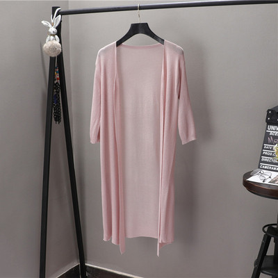 Γυναικεία μακριά ζακέτα με 7/8 μανίκια