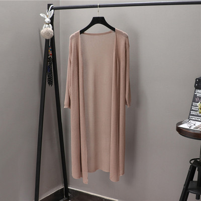 Γυναικεία μακριά ζακέτα με 7/8 μανίκια