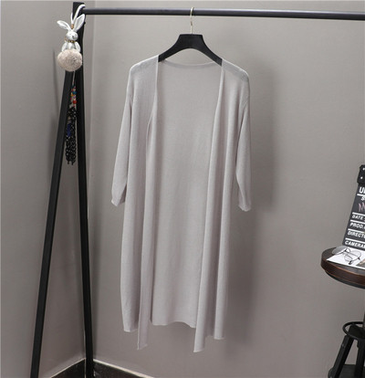 Γυναικεία μακριά ζακέτα με 7/8 μανίκια