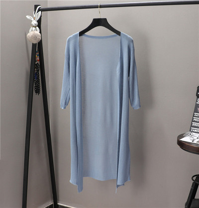 Γυναικεία μακριά ζακέτα με 7/8 μανίκια