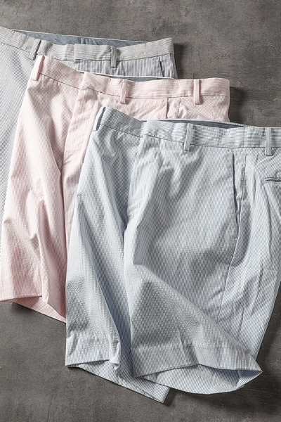 Csíkos férfi 3/4-es nadrág zsebekkel