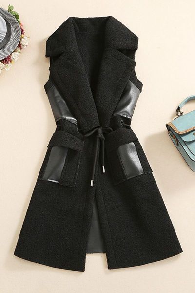 Μακρύ γιλέκο άνοιξη-φθινόπωρο με κορδόνια