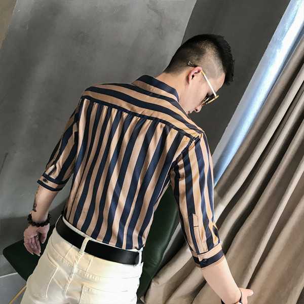 Meeste triibuline särk 3/4 ehk pikkade varrukate ja nööpidega - kaks mudelit