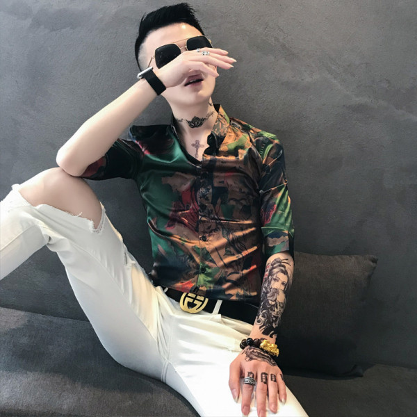 Nyári ing mintás mintával, 3/4 vagy hosszú ujjú