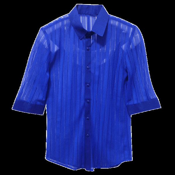 Férfi áttetsző ing 3/4-es ujjakkal és gombokkal