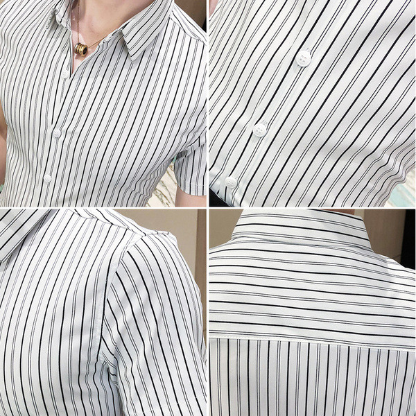 Nyári testhezálló férfi ing gombokkal és rövid ujjúval