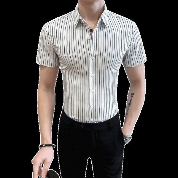 Nyári testhezálló férfi ing gombokkal és rövid ujjúval