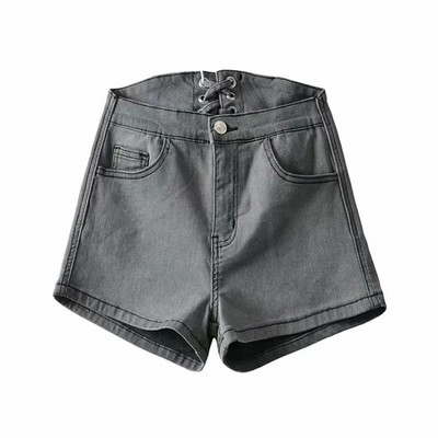 Модерни дамски къси панталони с връзки от деним