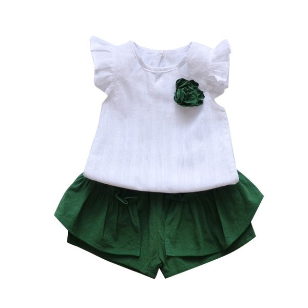 Lastekomplekt tüdrukutele lühikestest pükstest + pluus