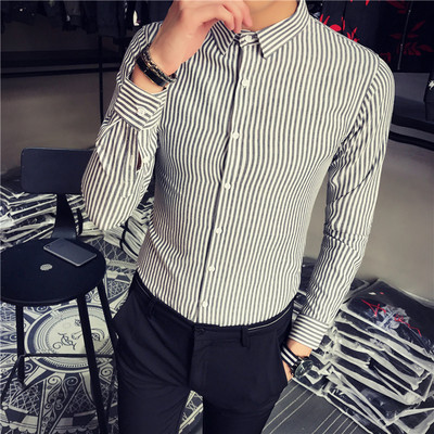 Modern, csíkos testhezálló ing, hosszú ujjal